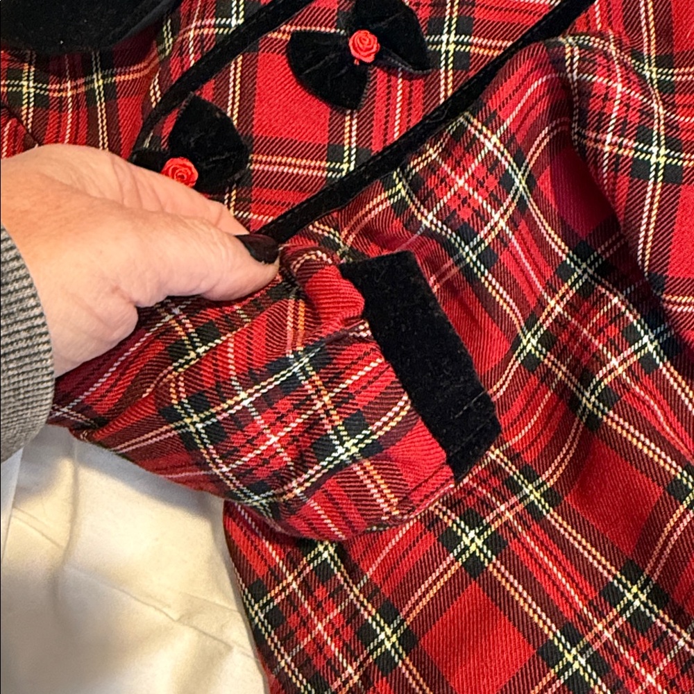 Bonnie Jean Toddler Girl Tartan Plaid Long Sleeve Christmas Holiday Dress 24‎ Mo - Picture 6 of 6